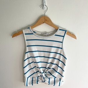 White striped front twist crop top